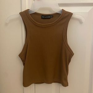 light brown prettylittlething crop tank